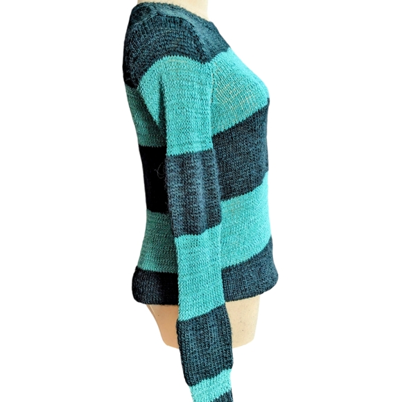 Loft Green Striped Wool Blend Sweater Size Small - Picture 2 of 8